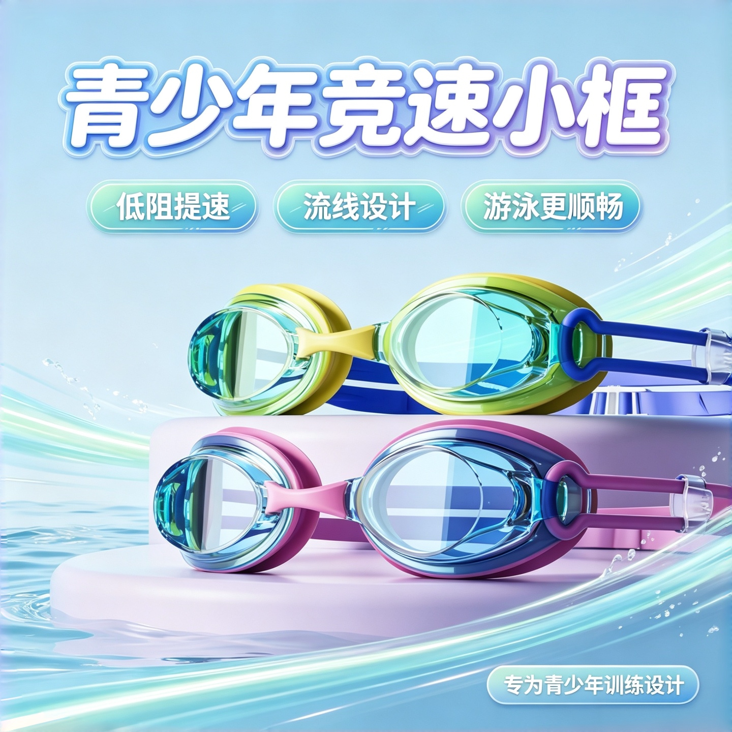Jeep儿童防雾防水低水阻泳镜