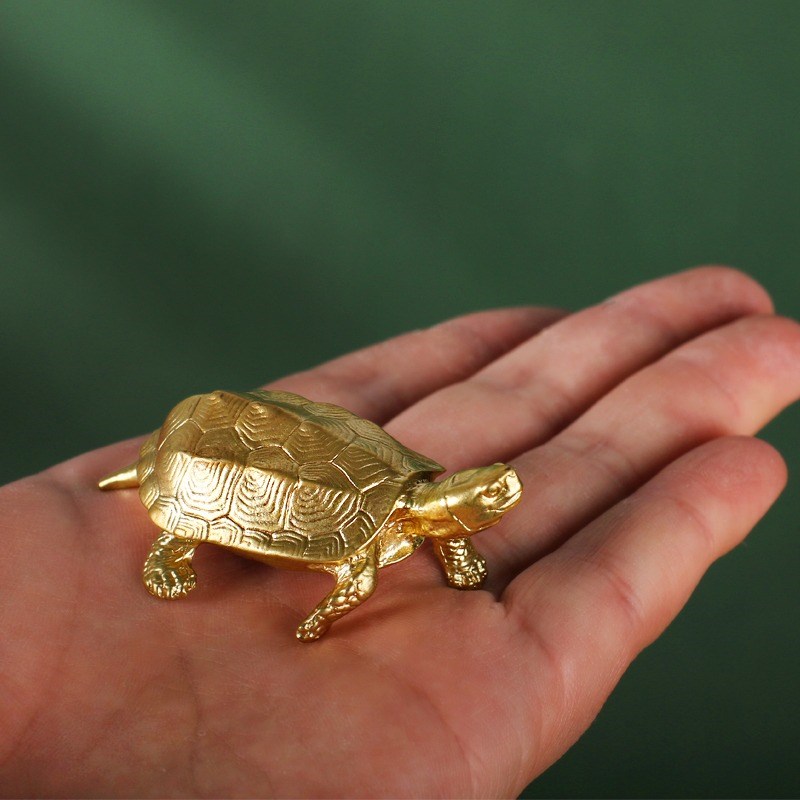 铜臻小乌龟茶宠把玩件铜茶玩文创小礼品精品创意金龟茶宠个性摆件