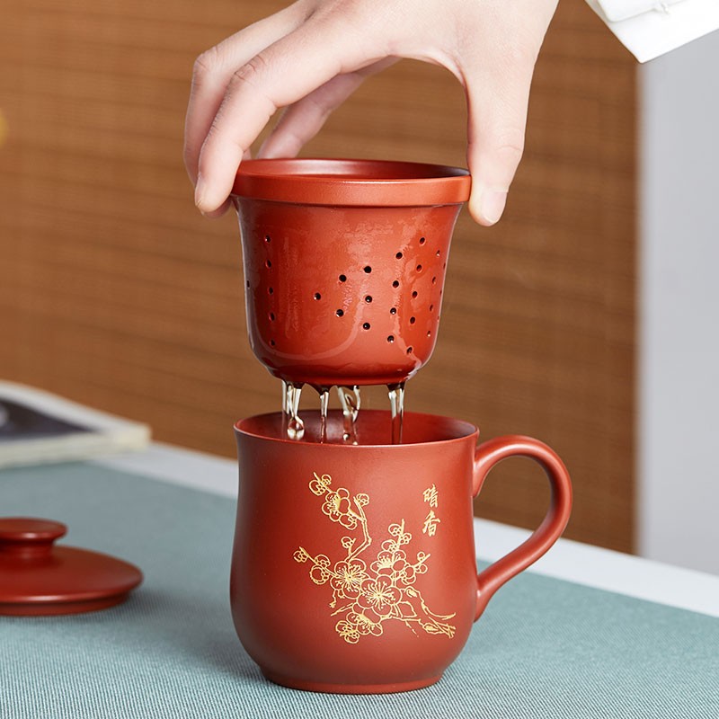 宜兴紫砂杯茶杯纯手工女士带盖内胆过滤名家正宗原矿泡茶杯子男士