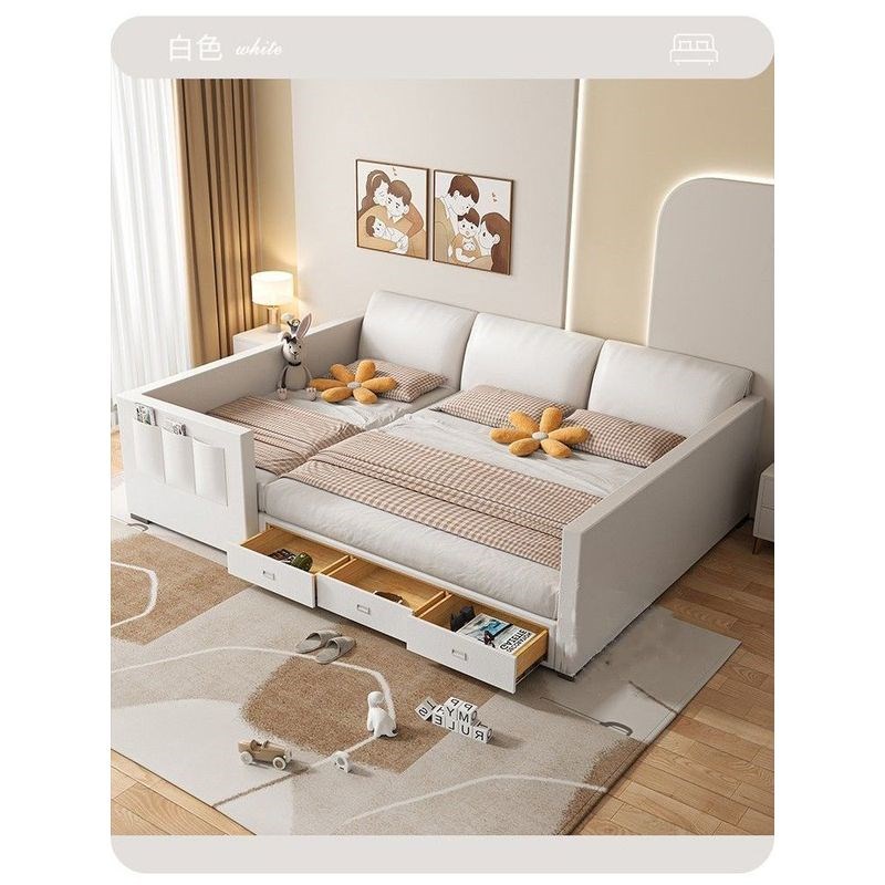 榻榻米床二胎家庭床亲子床一家四口主卧大床子母双拼床加宽储物床