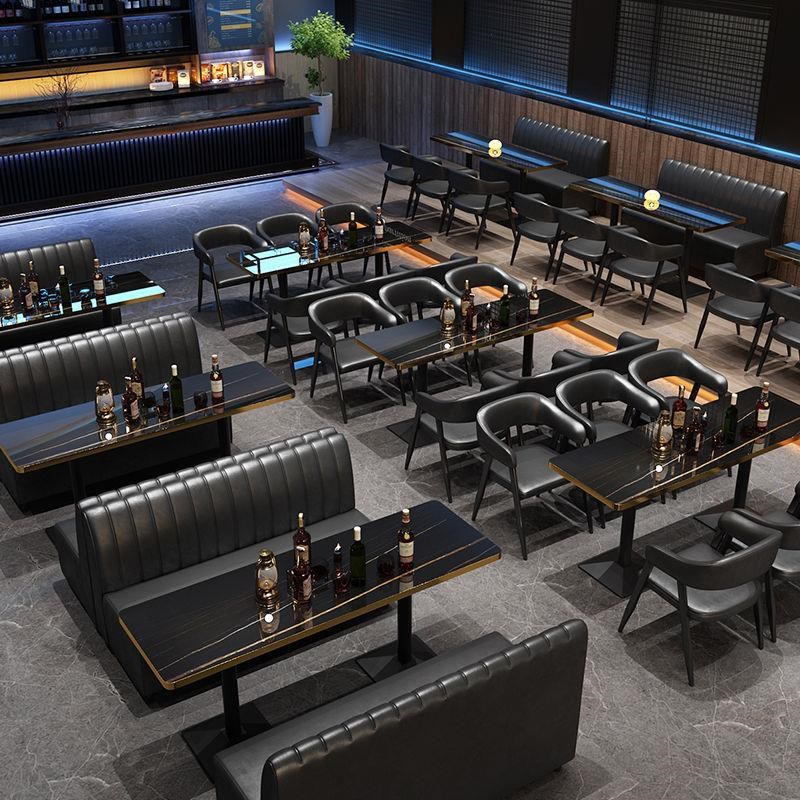 奶茶店沙发桌椅组合西餐厅咖啡馆甜品清酒吧烧烤火锅店双人皮卡座