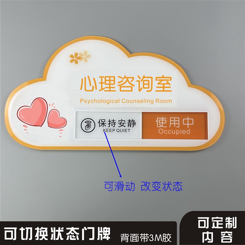 心理咨询室疏导室沙盘室心灵小屋门牌亚克力材质可切换状态