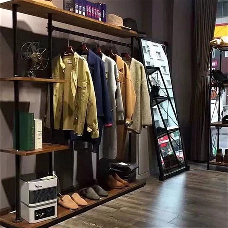 双板衣帽架晾衣架落地式卧室挂衣架子收纳衣帽间置物展示货架