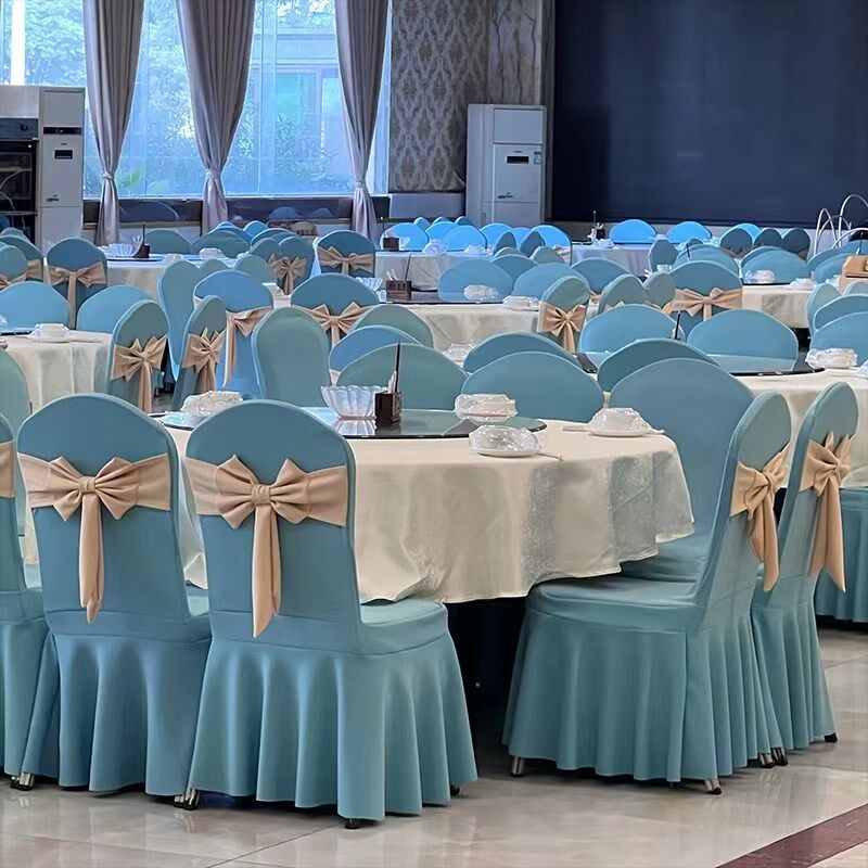 椅套酒店饭店饭厅椅子套婚礼庆典宴会厅桌布凳子套蝴蝶结连身椅套