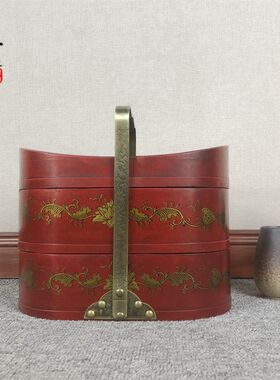 仿古代食盒结婚庆陪嫁妆中式大红色复古装送餐点心饭盒手提篮多层