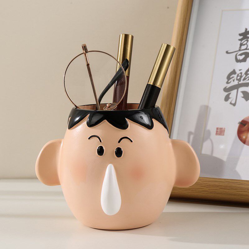 阿呆笔筒创意可爱女生卡通收纳摆件个性搞怪办公室好物桌面装饰品