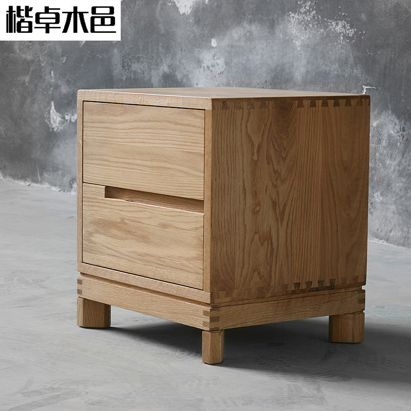 非晚家具白橡木床头柜简约实木床边柜现代原木色抽柜木蜡油二斗柜