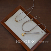 洪菁手作 1.5mm亮闪闪亮丝毛衣链玉石黄金吊坠挂绳项链绳男女通用