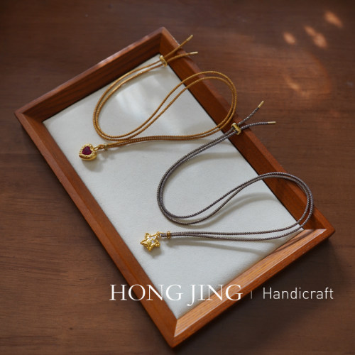 洪菁手作 加色1.5mm亮闪闪亮丝毛衣链玉石黄金吊坠挂绳项链绳男女