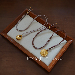 洪菁手作 2.0mm皮蜡绳毛衣链玉石黄金吊坠绳长款项链绳男女通用款