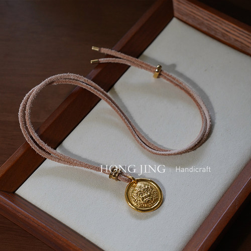 2.5原色牛皮绳文玩黄金吊坠挂绳
