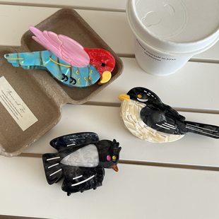 大雁南飞春夏发夹透明清新抓夹百搭卡通鲨鱼夹子半扎发饰品新品女