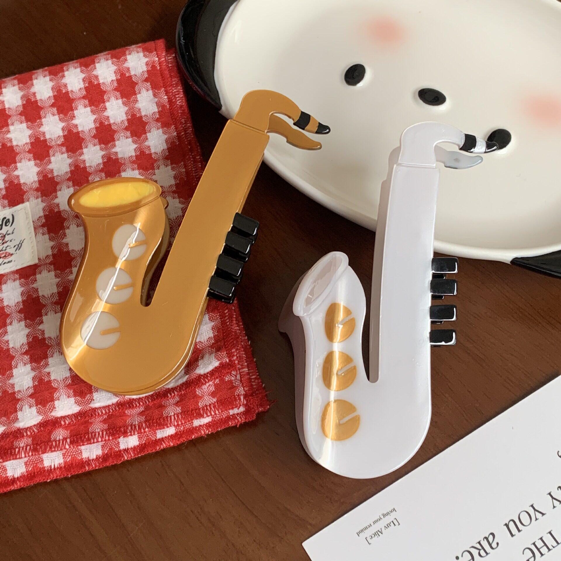 新款醋酸抓夹小钢琴音符萨克斯小众设计高马尾鲨鱼夹跨境发夹发饰