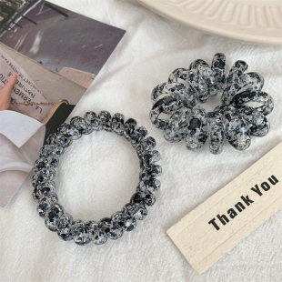 敲好看 小众大理石纹电话线发圈女ins性冷淡超仙发绳简约皮筋皮套