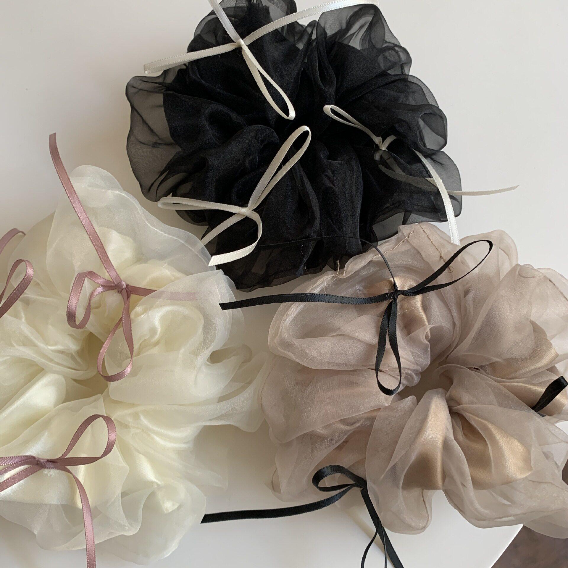 芭蕾风网纱丝带蝴蝶结大肠发圈女高弹力扎丸子头发绳皮筋头花发饰