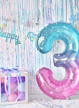 in 40英寸数码铝膜气球梦幻星空紫色儿童宝宝12岁生日装饰场景布