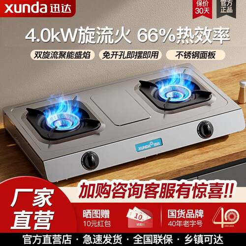 迅达 TS8106台式燃气灶液化气双灶家用煤气炉灶大火力天然气灶具