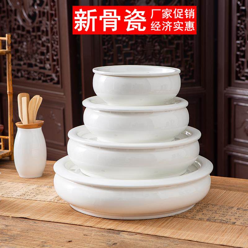 潮汕陶瓷功夫茶盘台干泡台圆形家用茶托储水式各尺寸茶盘茶海荼船