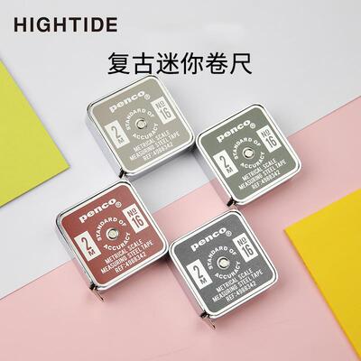 日本HIGHTIDE Penco口袋型卷尺覆古美式彩色家用测量2M