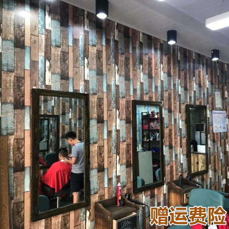 烧烤饭店壁纸理发店墙纸北欧风格发廊自粘背景墙餐馆时尚防水现代