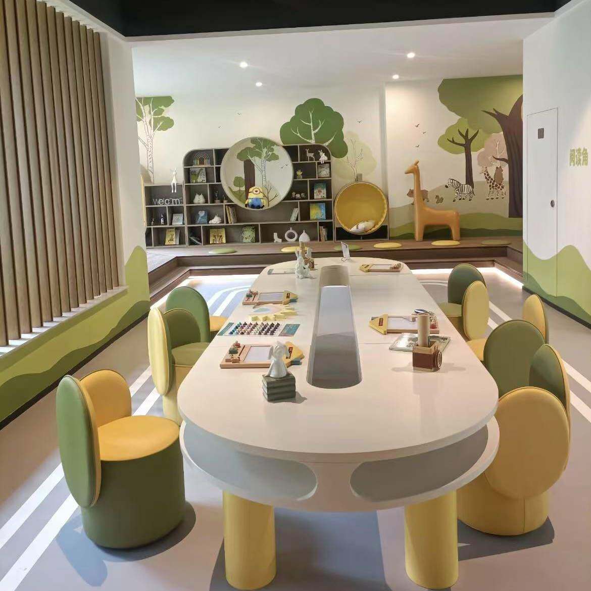 抽屉桌游戏玩具桌椅套装儿童学习架空层书桌样品屋展示中心画 画