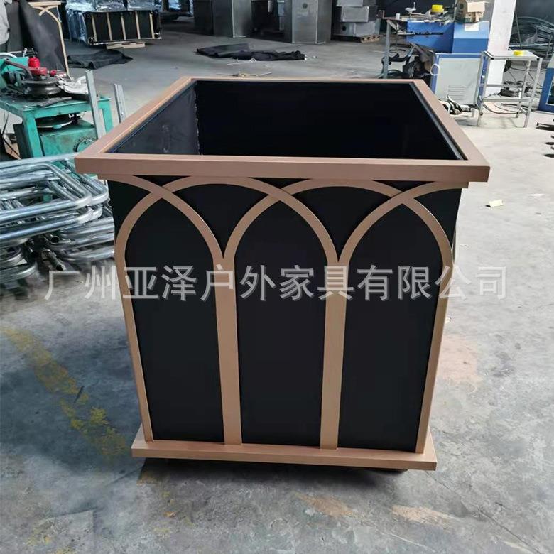 商业广场花盆不锈钢移动花箱户外绿化花槽镀锌铁电镀烤漆花钵