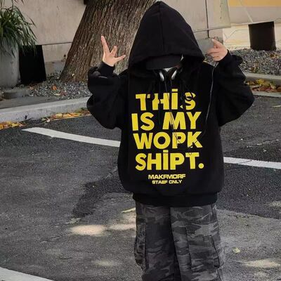 2025新款男童卫衣连帽上衣儿童长袖复古休闲风春秋款中大童外套潮