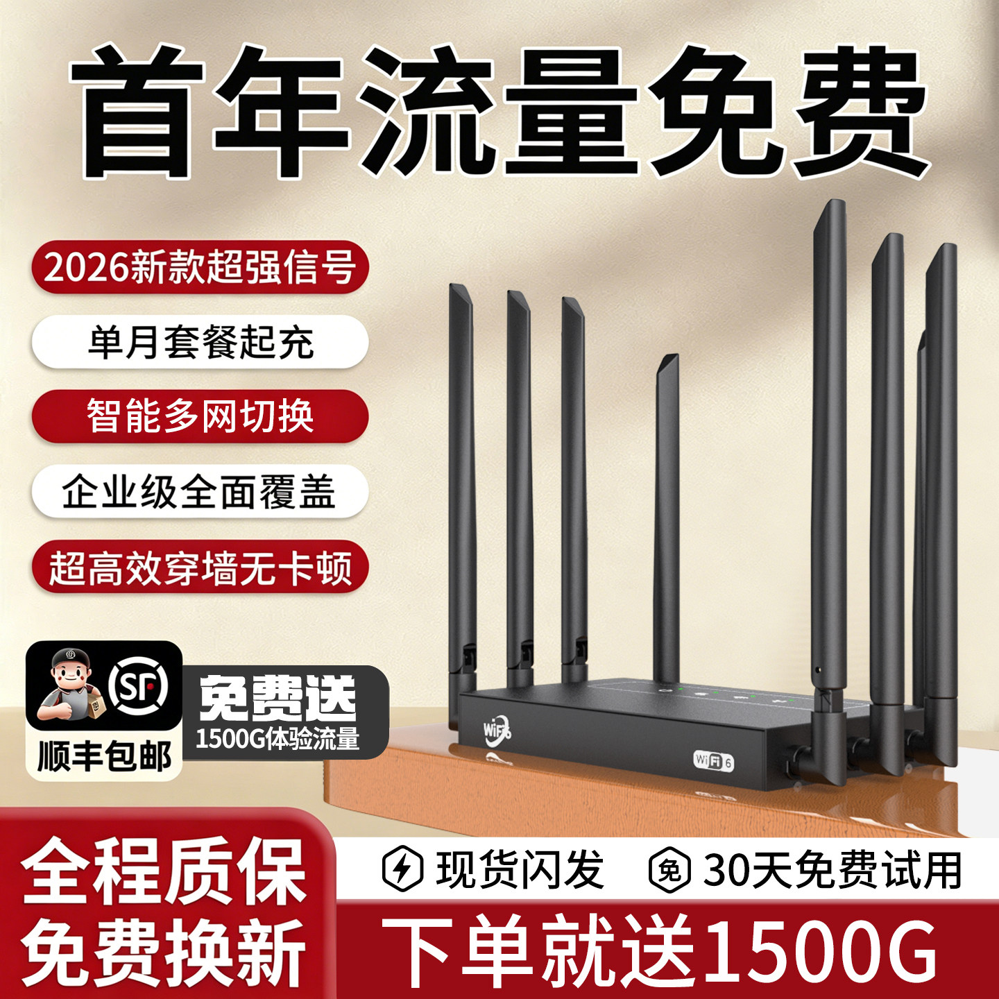 2026年新款移动WiFi6无线路由器cpe双频免拉宽带网线随身WiFi家用高速千兆流量全网通用免插卡4g便携热点网卡