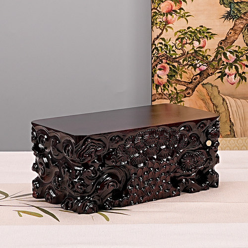 实木整木雕刻石头鱼缸酒坛底座