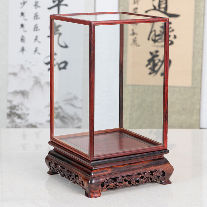 红木红酸枝透明玻璃罩可定制