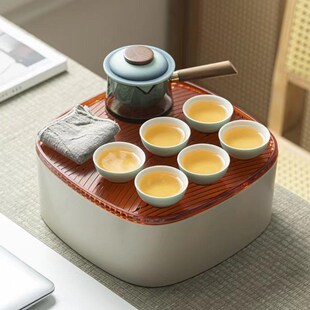 玻璃侧把陶瓷一壶三杯茶具套装 便携式 旅行快客杯户外露营定制logo
