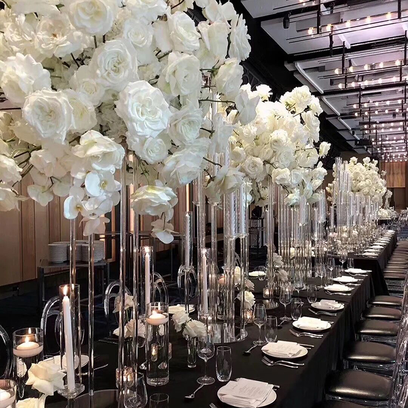 水晶烛台欧式婚庆路引道具酒店装饰摆件软装样品房现代玻璃蜡烛台