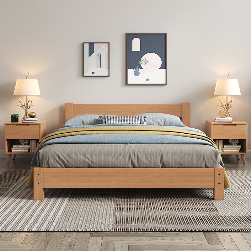 榉木硬床板木板全实木排骨架加宽整块1.5双人1.8米床架护腰无油漆