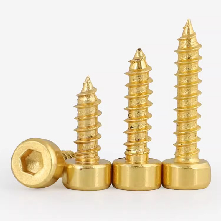 304不锈钢金色圆柱头内六角自攻螺丝音响喇叭专用尖尾木螺钉M2-M6