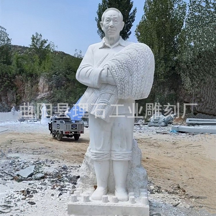 石雕袁隆平汉白玉石雕像杂交水稻之父伟人名人物雕塑校园公园摆件