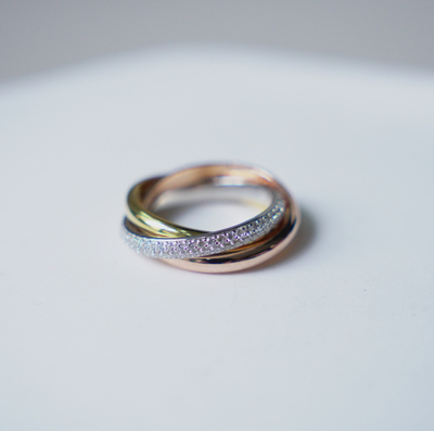 精工925银镀真金三色三环戒指设计感高级轻奢气质 大牌同款