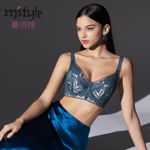曼诗婷2025新款全罩杯内衣大胸显小胸软钢圈蕾丝文胸女士大杯胸罩