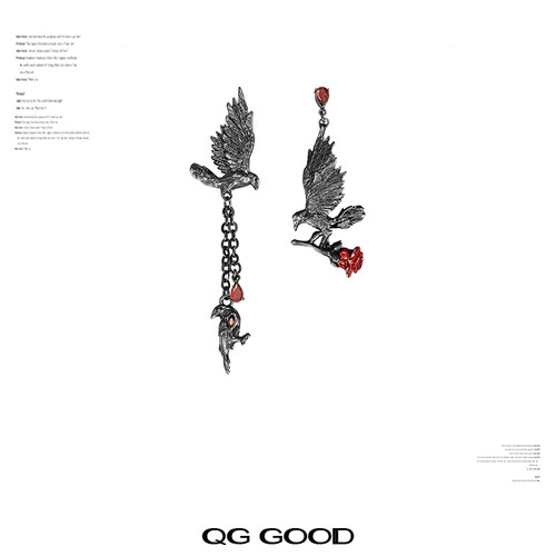 原创设计暗黑风哥特不对称乌鸦乌鸦耳环女款甜酷高级感独特耳饰品