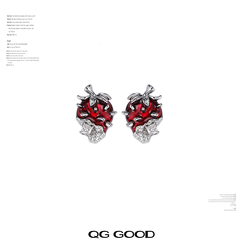 原创设计荆棘草莓耳环女小众独特精致高级感轻奢甜酷风银针耳饰品