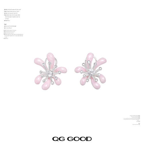 2025新款个性花朵耳钉女小众轻奢锆石滴油耳环简约个性潮酷耳饰品