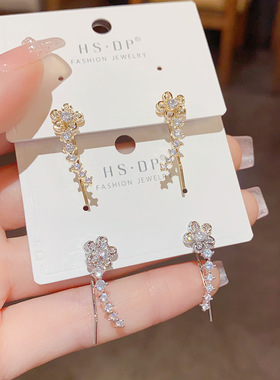 韩式时尚气质独特设计感锆石花朵耳钉耳排高级感轻奢优雅网红耳环