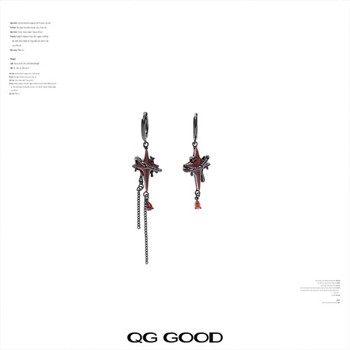 原创枪黑四芒星耳饰高级感轻奢小众暗黑风气质时尚耳环穿搭礼物