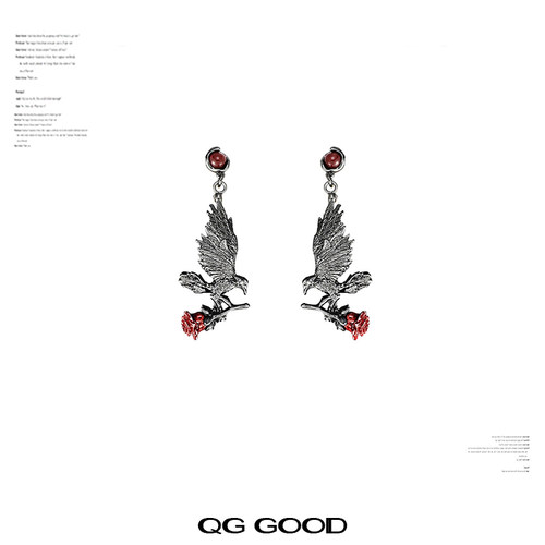 暗黑风乌鸦玫瑰轻奢耳环女甜酷个性时尚高级感哥特风耳饰新款