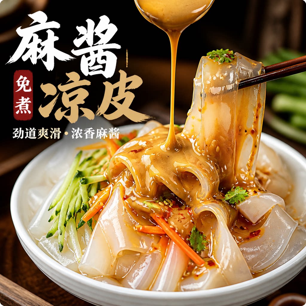 2分钟美食！鲜凉皮面皮开袋即食