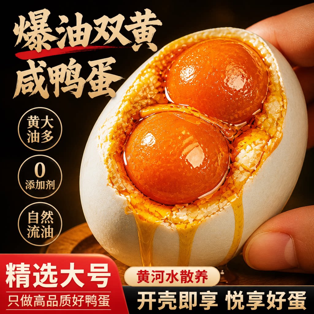 巨大个双黄咸鸭蛋!农家散养鸭蛋