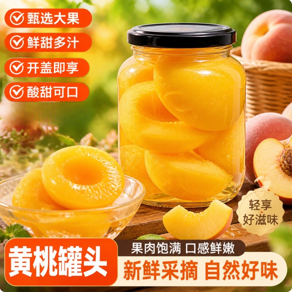 大瓶黄桃罐头!玻璃瓶装凤梨雪梨