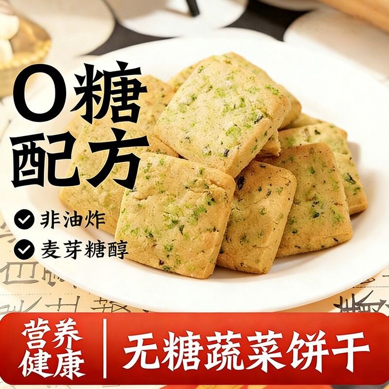 控糖期好帮手!全麦无糖蔬菜饼干
