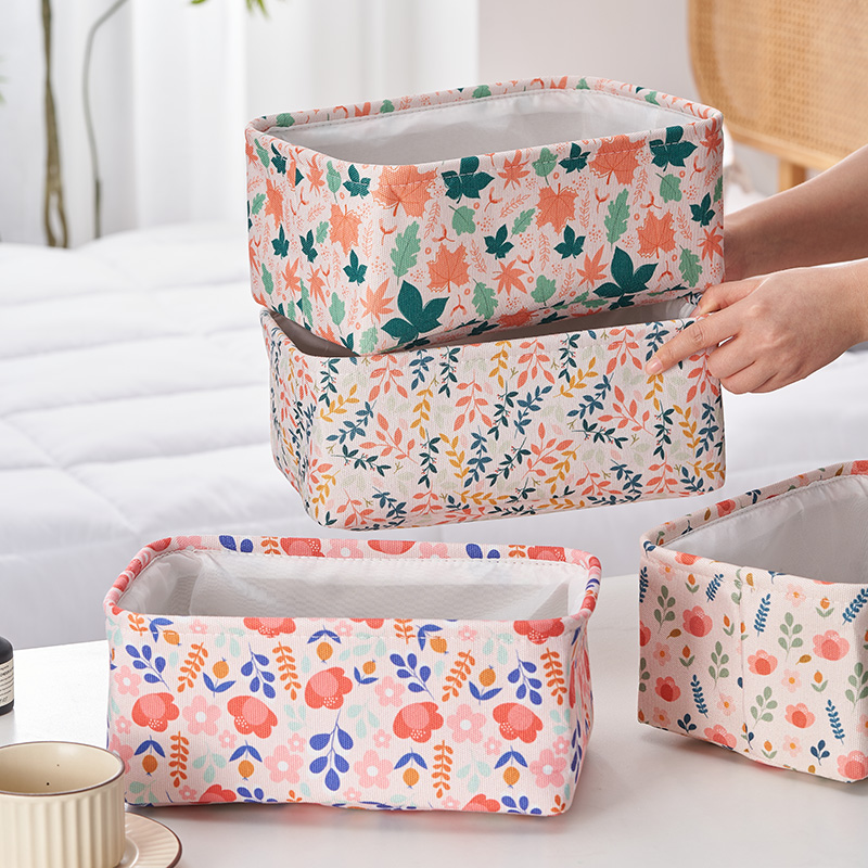 帆布折叠桌面小号收纳筐防水文具杂物内衣袜子家用桌面整理收纳盒