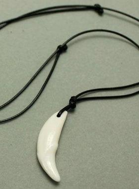 僻邪黑狗牙齿狼牙吊坠藏獒犬牙宝宝儿童吊坠项炼男士民族风吊坠