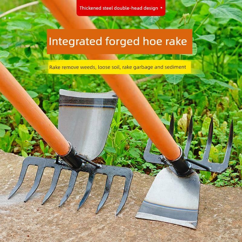多功能锄头双头钉耙种菜松土挖搂铲耙两用木柄除草锰钢挖笋除草